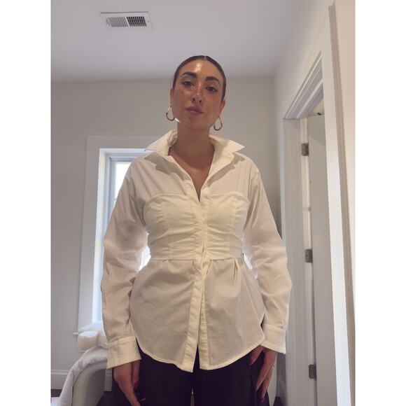 Sovere White Corset Button-Up Shirt — Size S - Picture 3 of 6